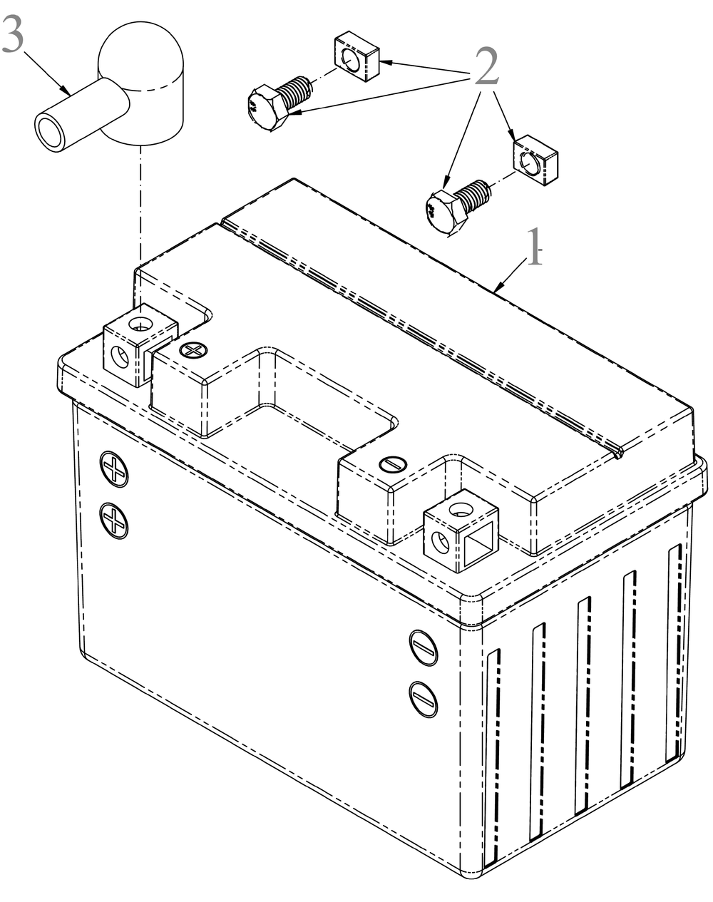 Battery Diagram and Parts List for ZTXS4-54KH (47RSCAB7A10)(2023) Cub Cadet Lawn Tractor